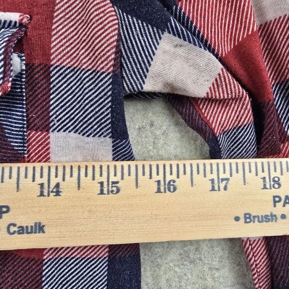 Polly & Esther Womens Red & Navy Plaid Button-Up Shirt Long Sleeve - Picture 5 of 5